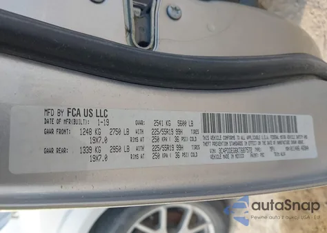 2019 Dodge Journey Gt Awd z USA, uszkodzony, nr VIN 3C4PDDEG6KT687572